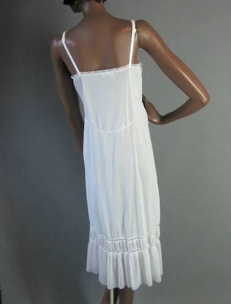 50s Full Slip Vintage Women's 60s Nylon Lingerie Crystal Pleats Lace Girly Large Nan Flowers VFG