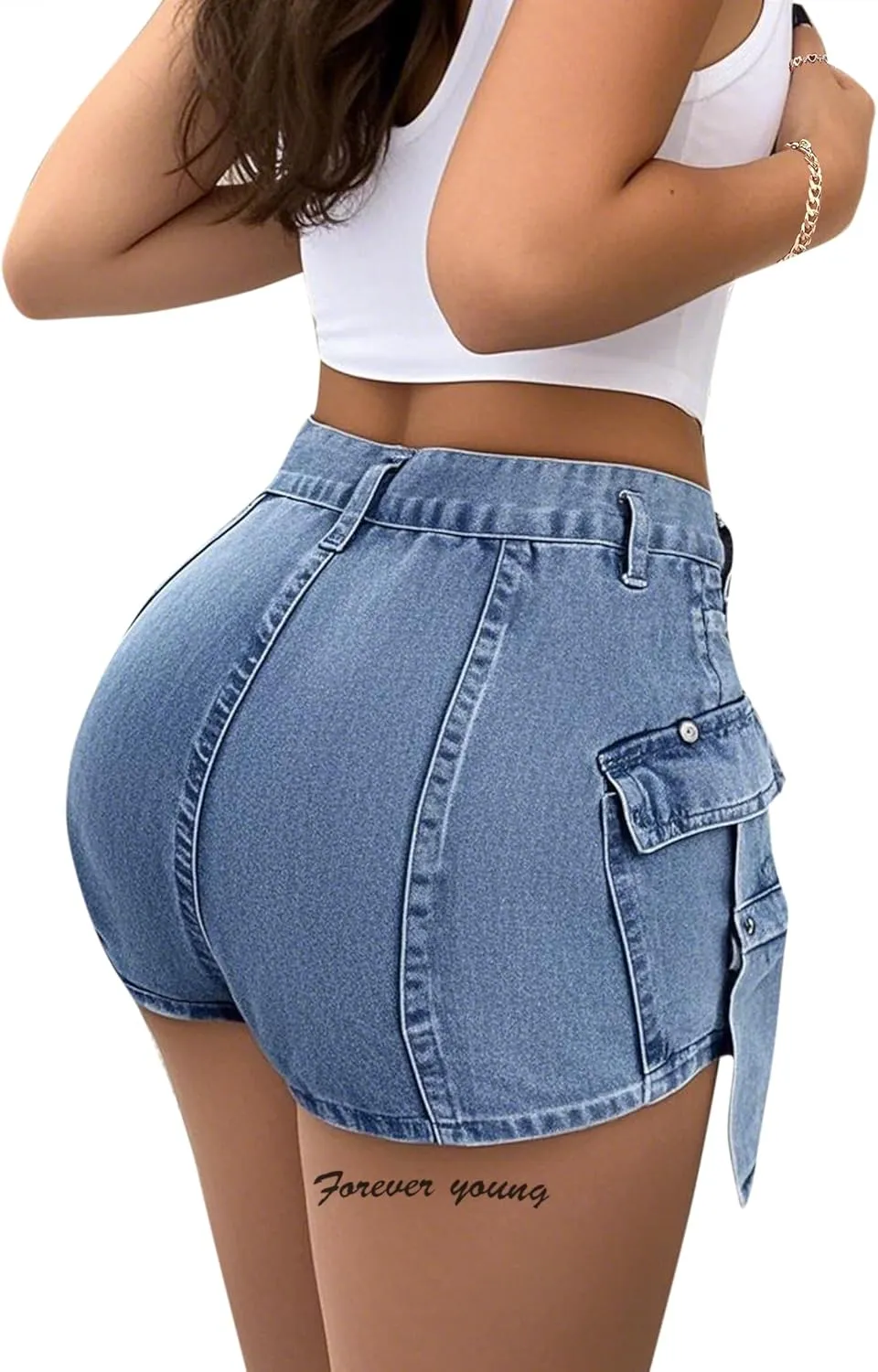 Avanova Women Jean Denim Skort Sexy High Waisted Asymmetrical Short Mini Skirt