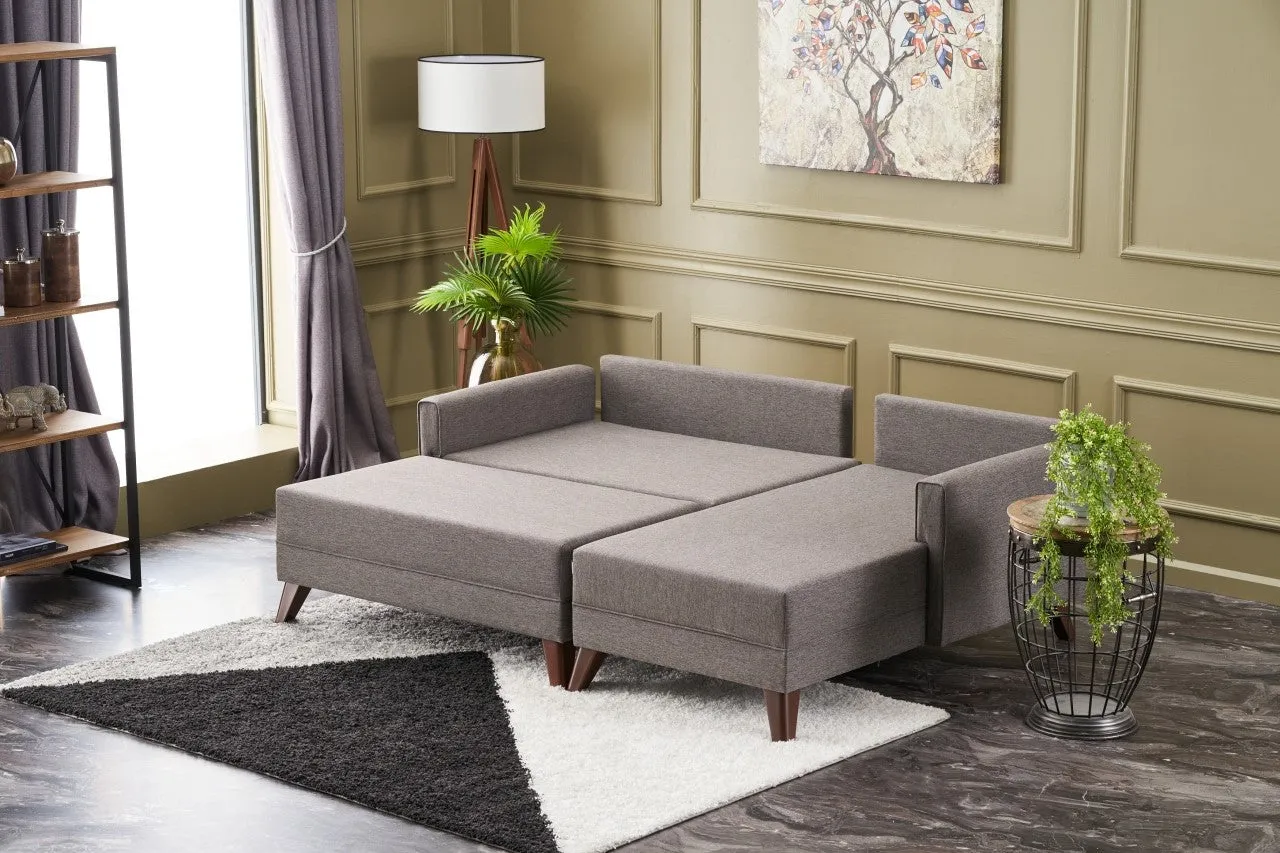 Bella Mini Corner Sofa Right - Brown