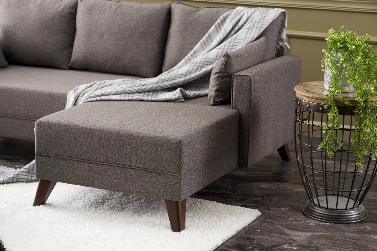 Bella Mini Corner Sofa Right - Brown