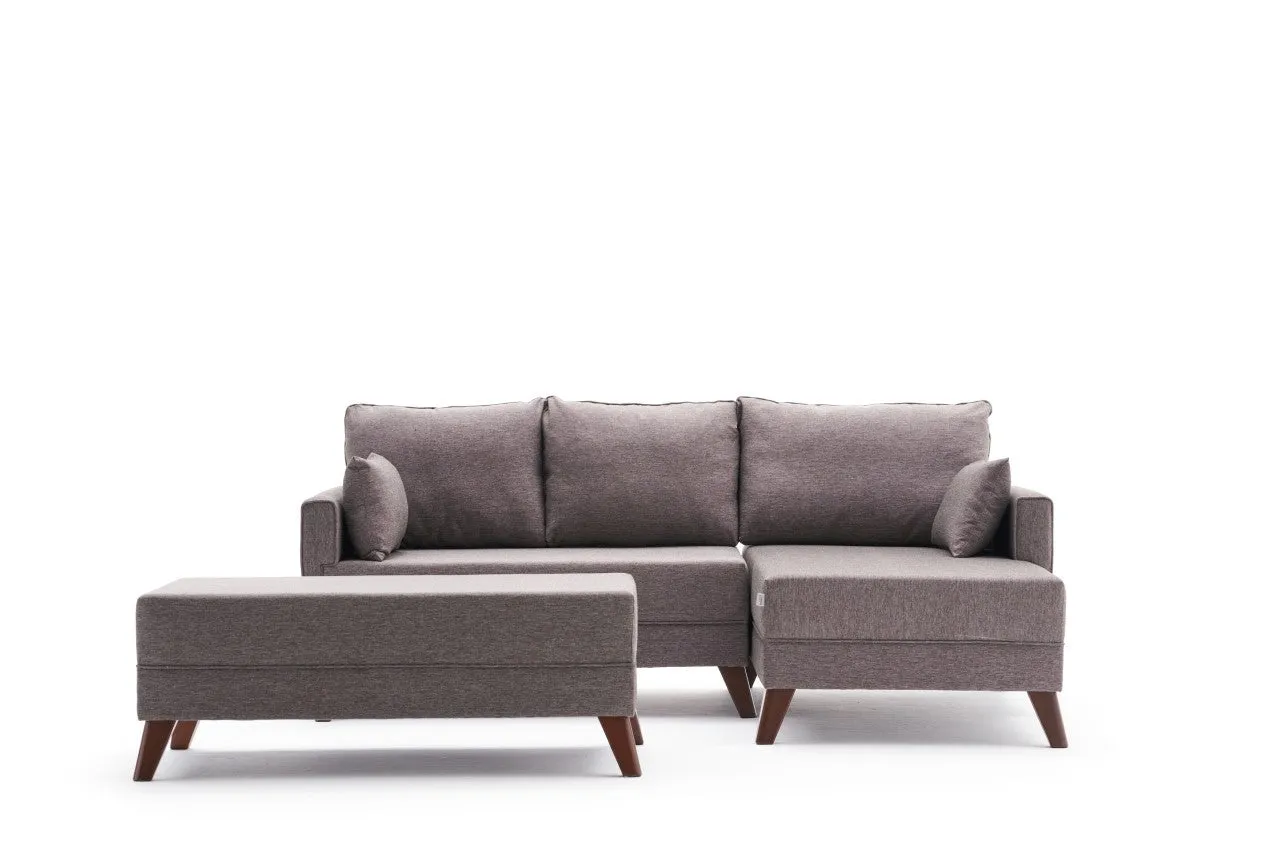 Bella Mini Corner Sofa Right - Brown