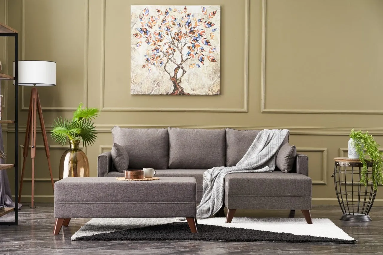 Bella Mini Corner Sofa Right - Brown