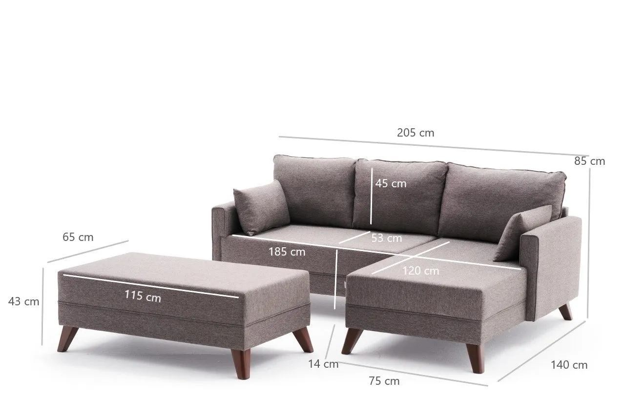 Bella Mini Corner Sofa Right - Brown