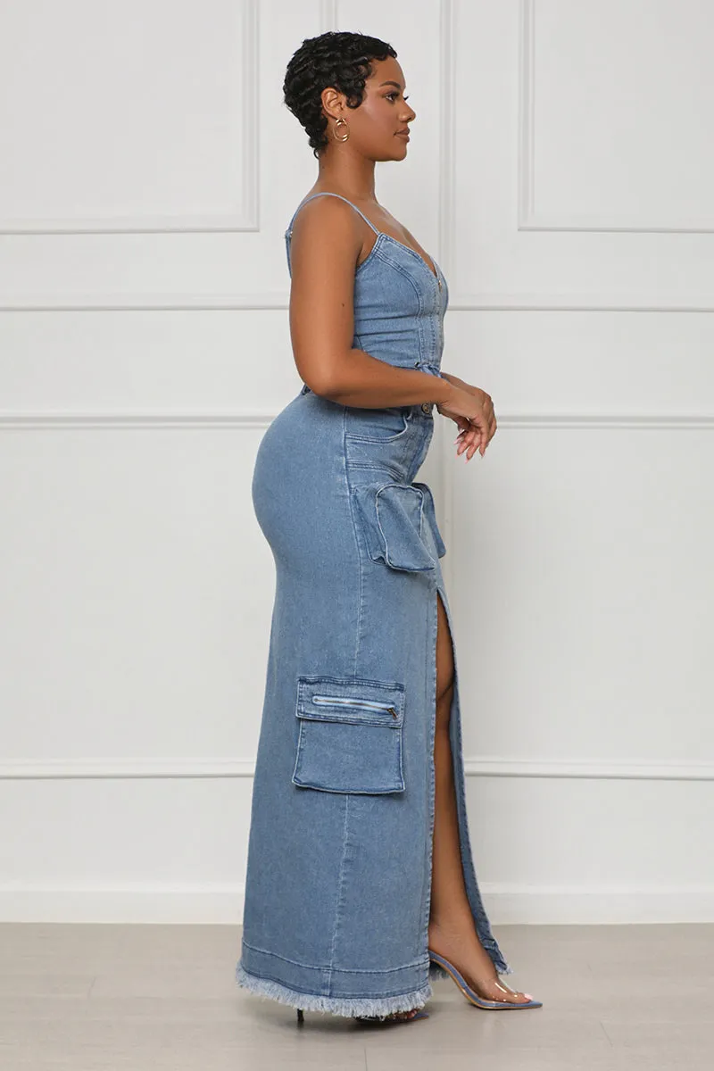 Denim Oasis Cargo Skirt Set- FINAL SALE