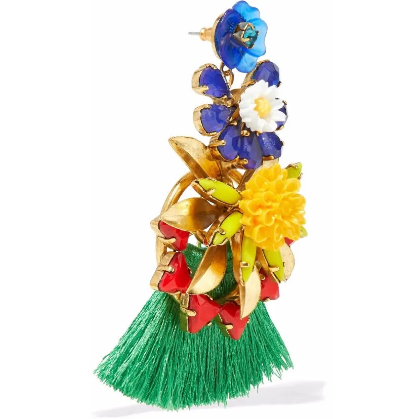 Elizabeth Cole Floral Fringe Earrings