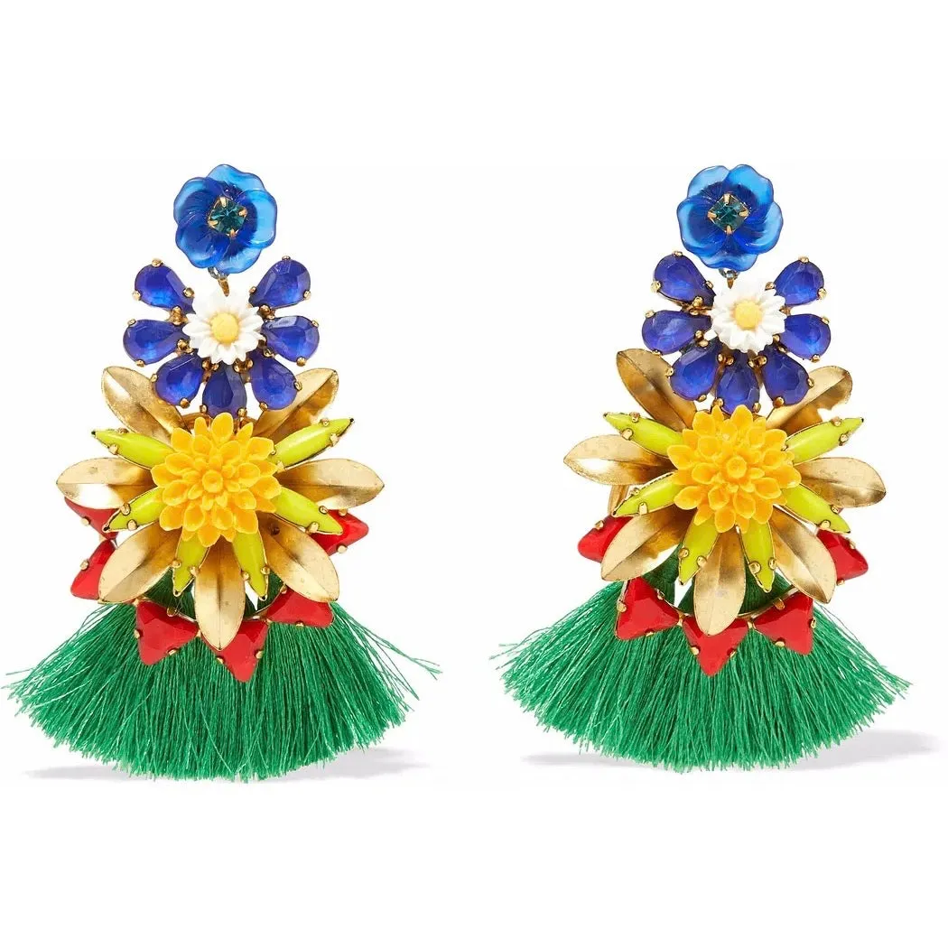 Elizabeth Cole Floral Fringe Earrings