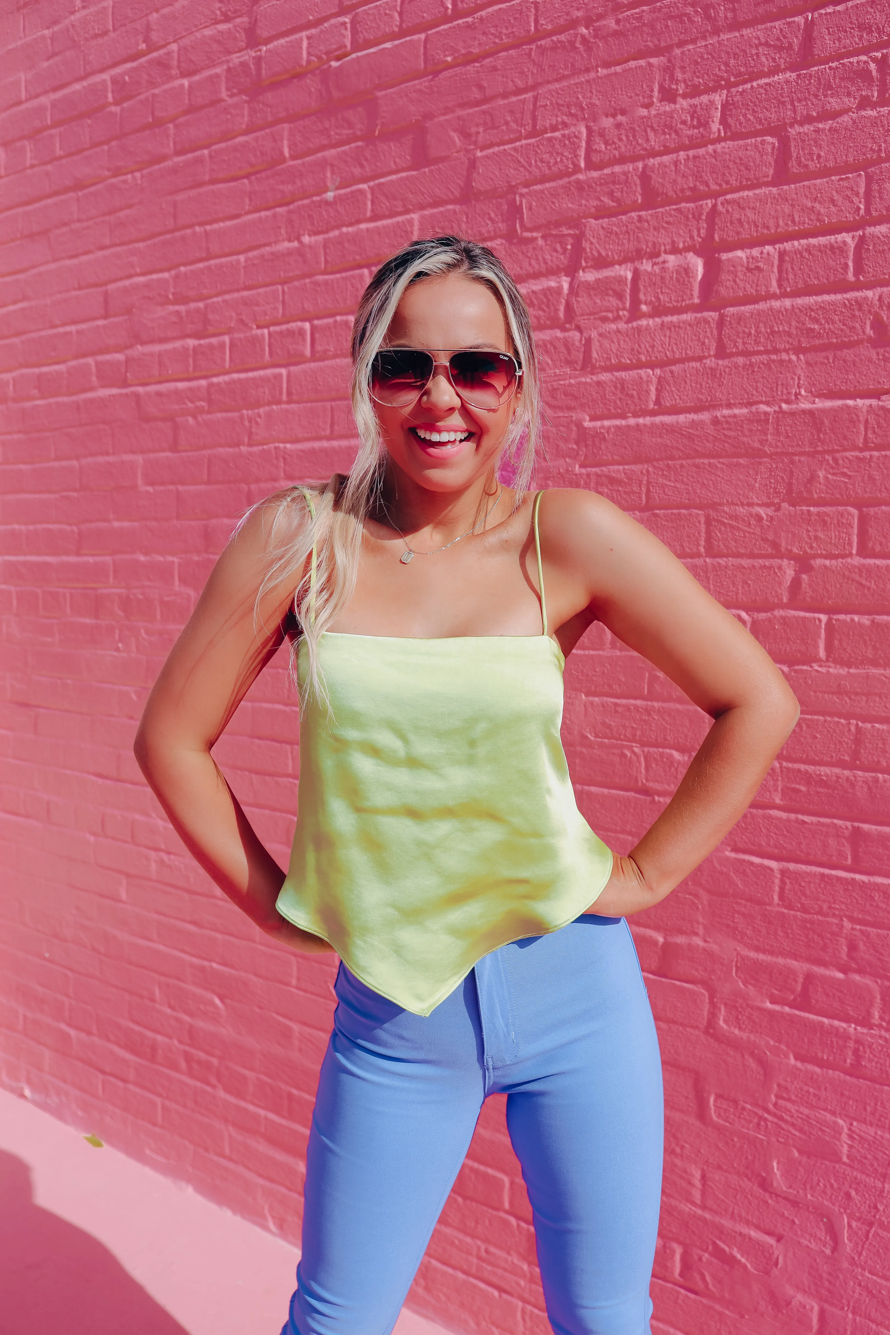Handkerchief Satin Cami - Lime