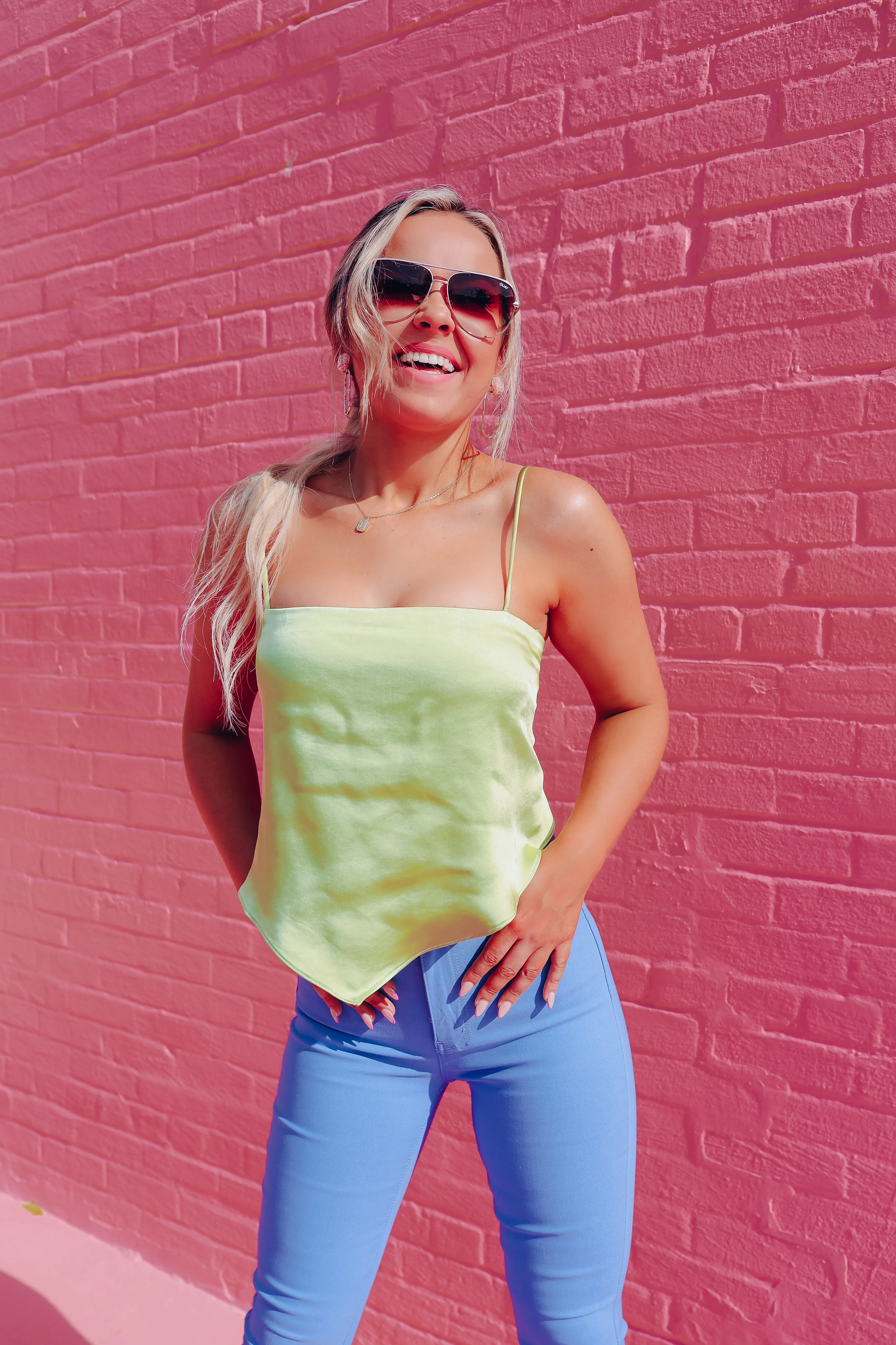 Handkerchief Satin Cami - Lime