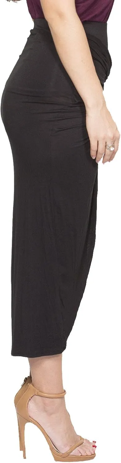 ICONOFLASH Maxi Tulip Skirt for Women - Draped Wrap High Low Bodycon with Asymmetrical Hem