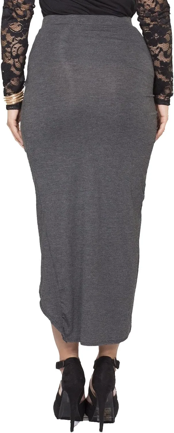 ICONOFLASH Maxi Tulip Skirt for Women - Draped Wrap High Low Bodycon with Asymmetrical Hem