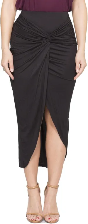ICONOFLASH Maxi Tulip Skirt for Women - Draped Wrap High Low Bodycon with Asymmetrical Hem