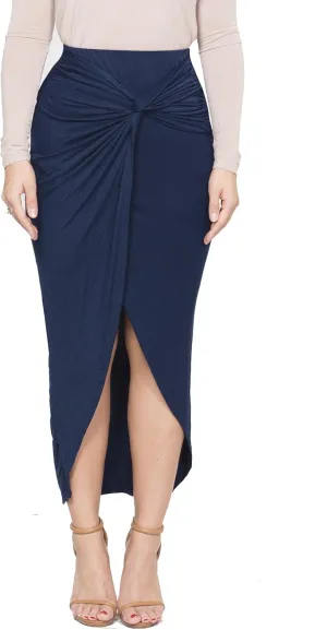 ICONOFLASH Maxi Tulip Skirt for Women - Draped Wrap High Low Bodycon with Asymmetrical Hem