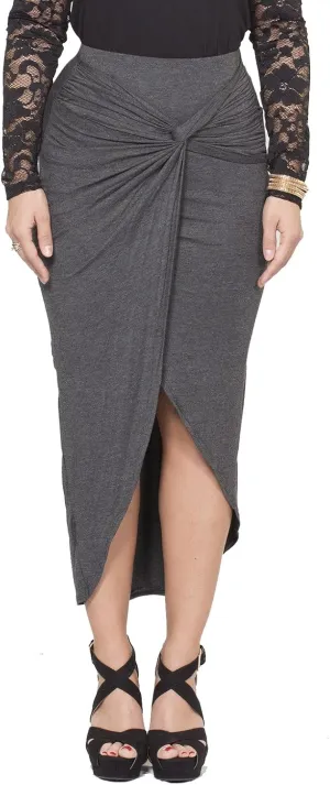 ICONOFLASH Maxi Tulip Skirt for Women - Draped Wrap High Low Bodycon with Asymmetrical Hem