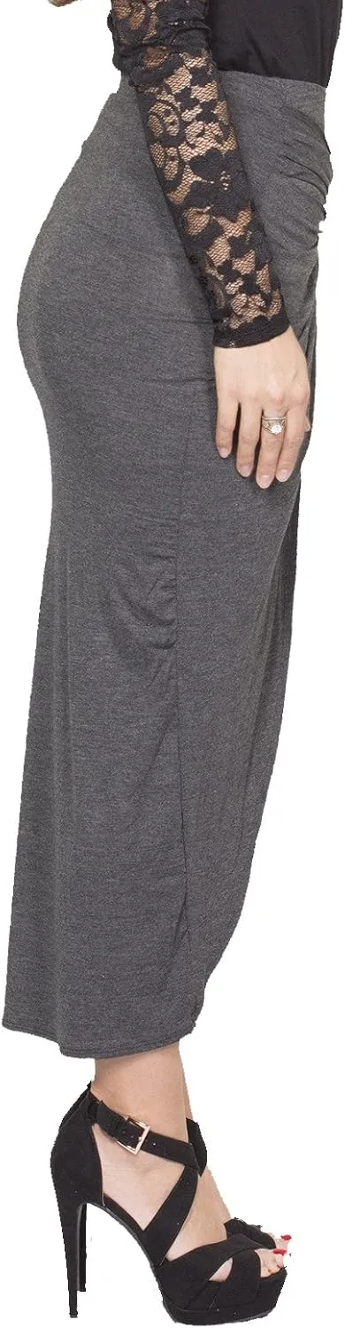 ICONOFLASH Maxi Tulip Skirt for Women - Draped Wrap High Low Bodycon with Asymmetrical Hem