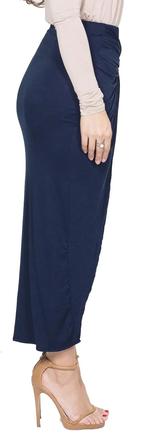 ICONOFLASH Maxi Tulip Skirt for Women - Draped Wrap High Low Bodycon with Asymmetrical Hem