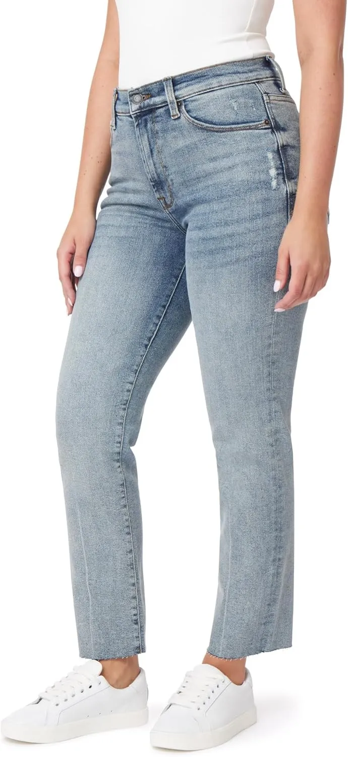 kensie Jeans Women's The Allie High-Rise Slim Straight Raw Hem 27-Inch Inseam, Sizes 0-16