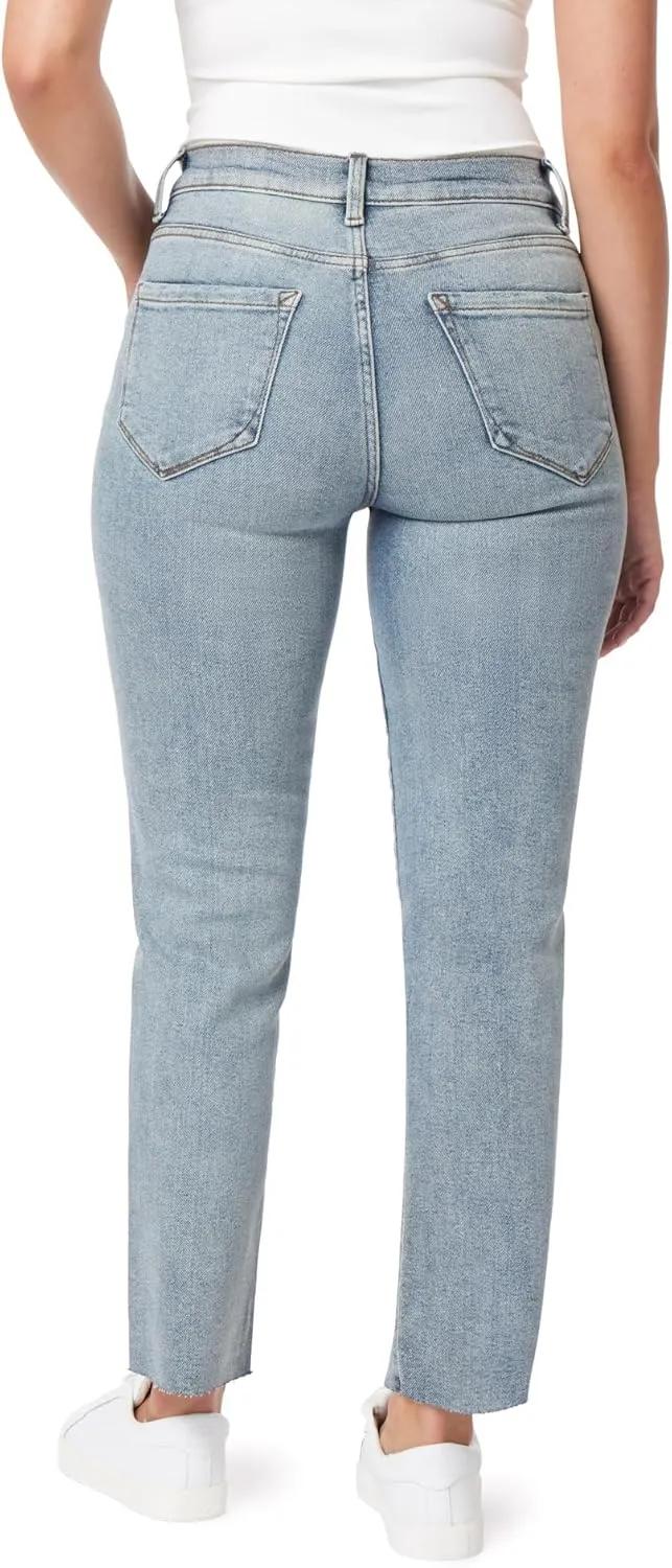 kensie Jeans Women's The Allie High-Rise Slim Straight Raw Hem 27-Inch Inseam, Sizes 0-16