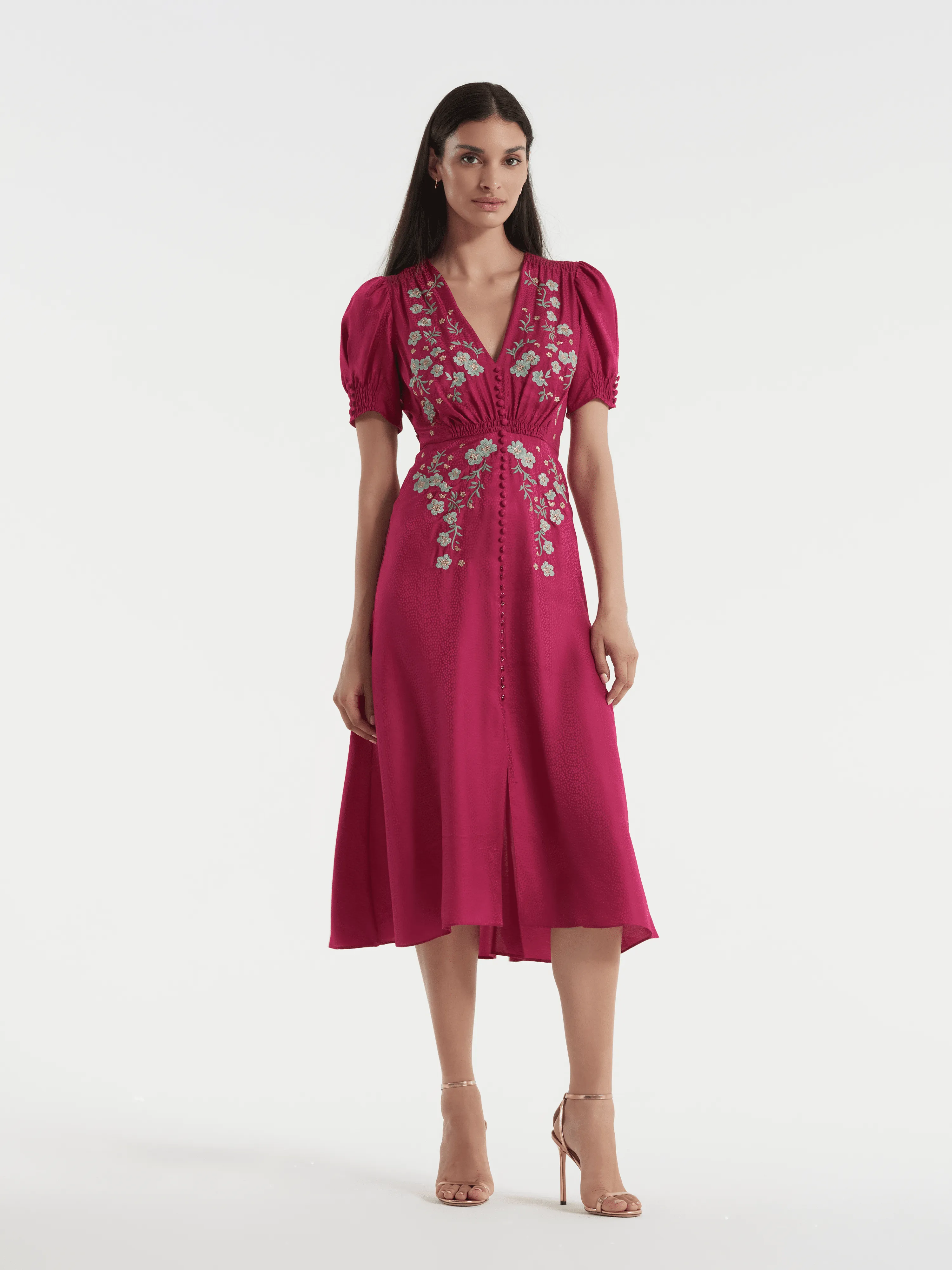 Lea Dress in Summerberry Jade Embroidered