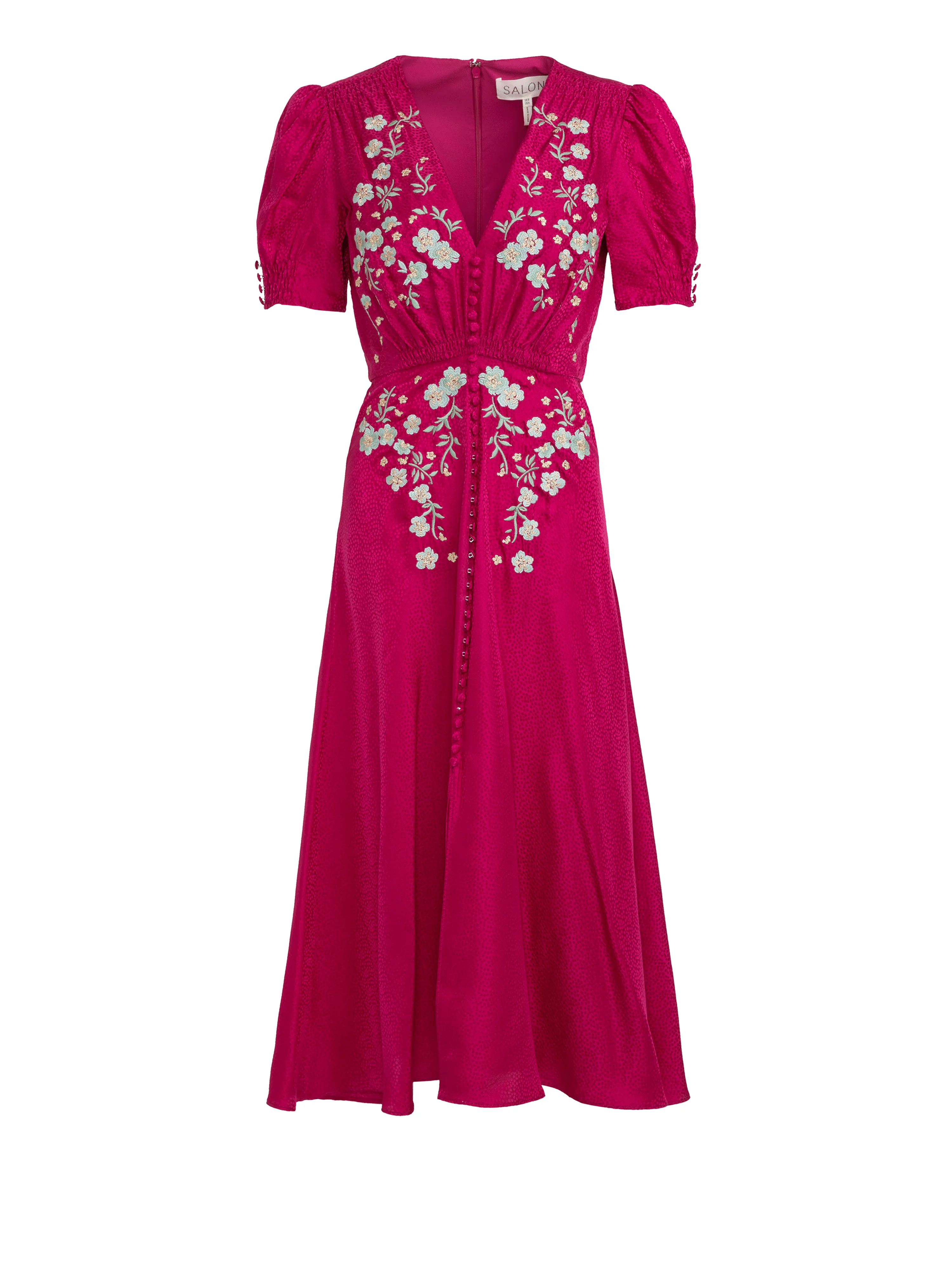 Lea Dress in Summerberry Jade Embroidered