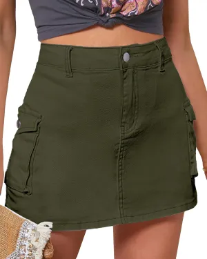 luvamia 2025 Cargo Shorts for Women Casual Summer Skorts Skirts High Waisted Mini Short Skort with Pockets Y2K