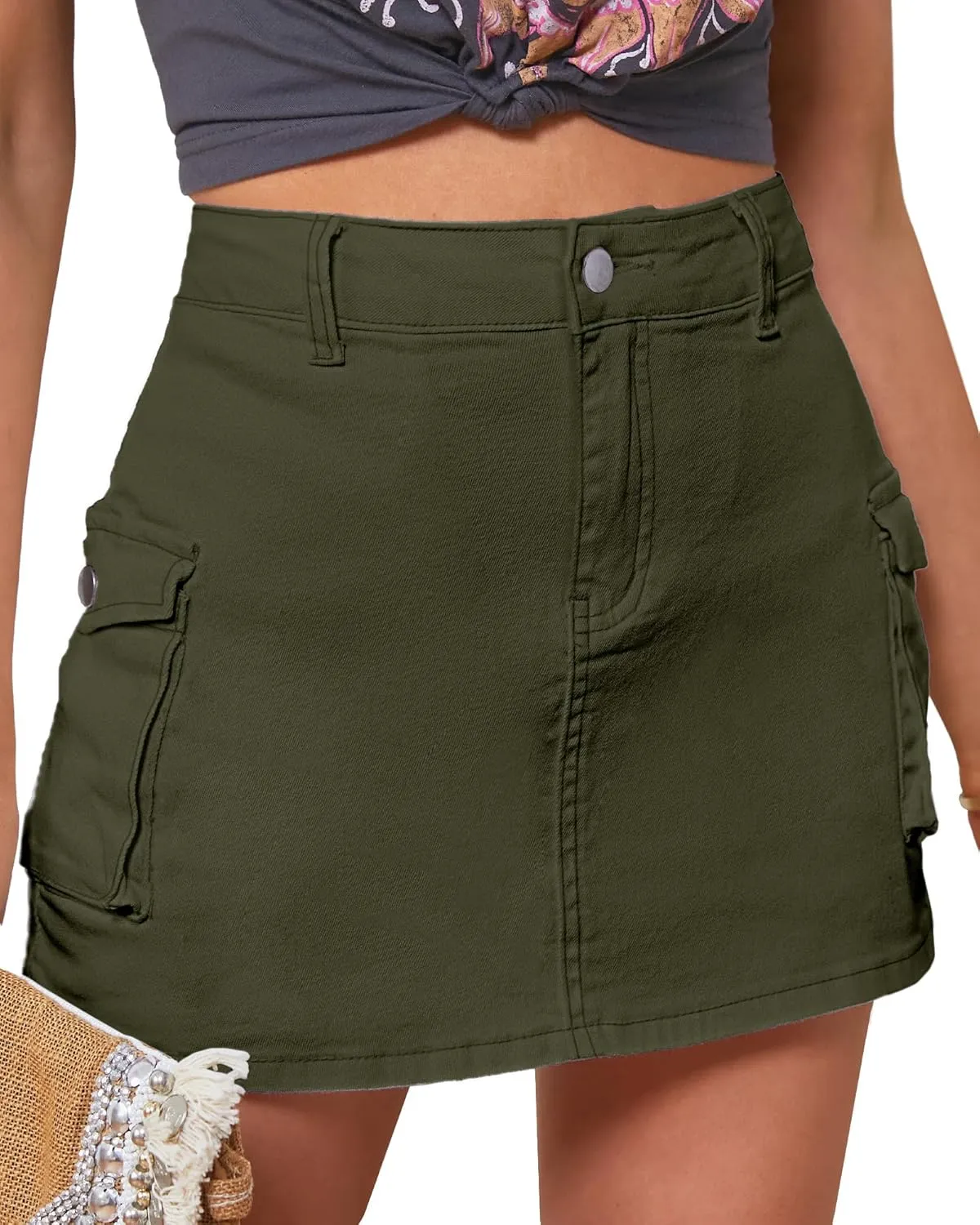 luvamia 2025 Cargo Shorts for Women Casual Summer Skorts Skirts High Waisted Mini Short Skort with Pockets Y2K