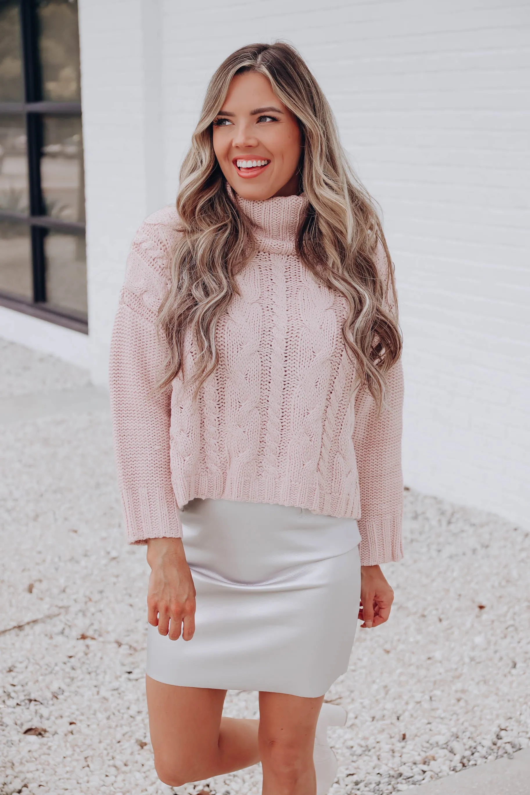 Mansfield Pullover Crop Sweater - Pink