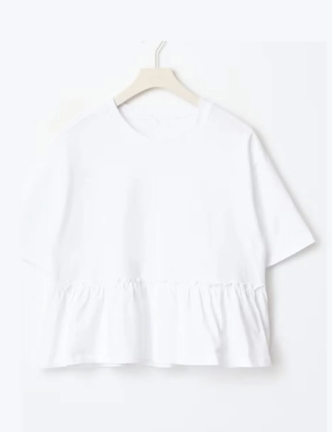 MISSACTIVER Women's Cute Ruffle Hem Babydoll Tee Shirt Casual Crew Neck Short Sleeve Loose Fit Flowy Peplum T-Shirt Tops