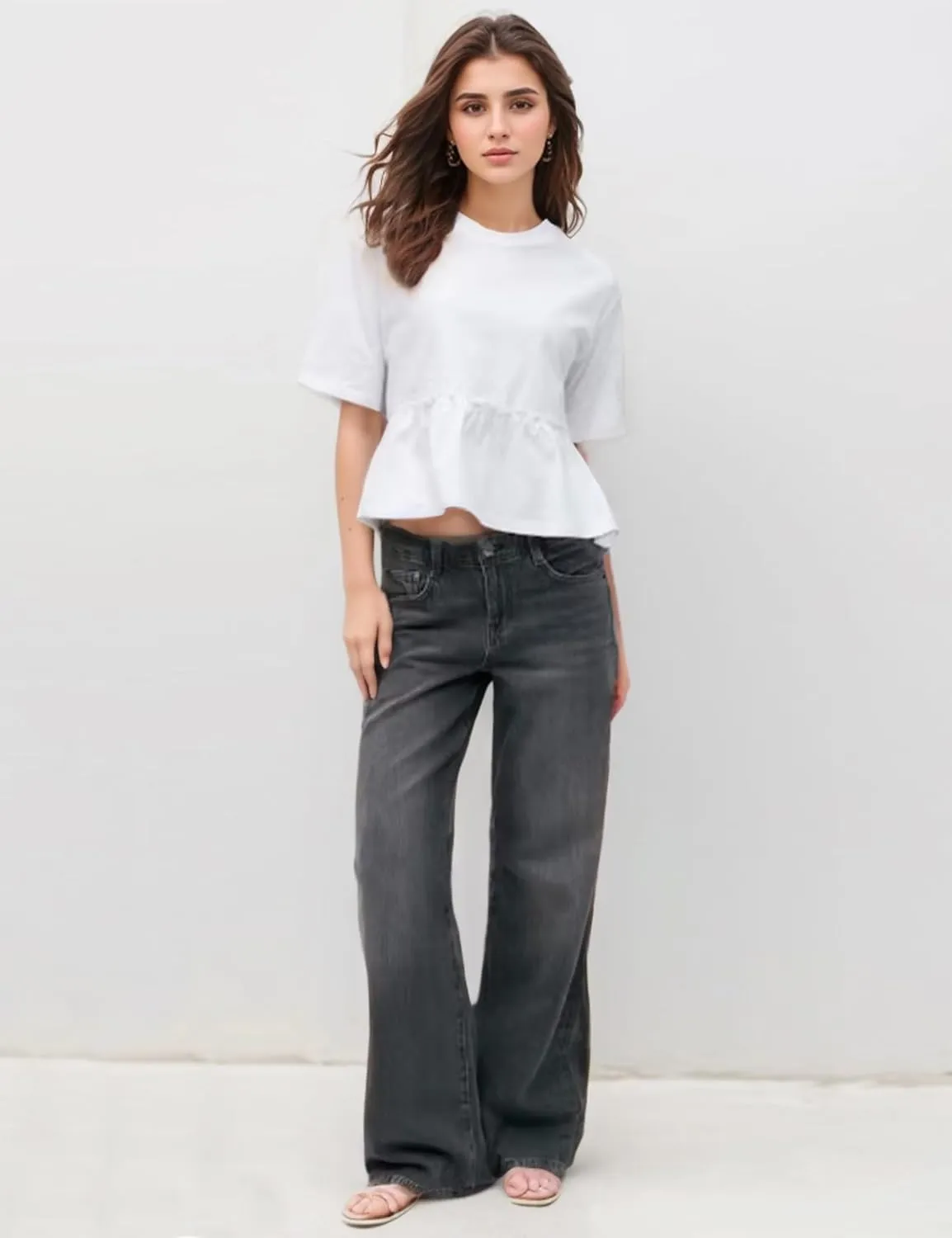 MISSACTIVER Women's Cute Ruffle Hem Babydoll Tee Shirt Casual Crew Neck Short Sleeve Loose Fit Flowy Peplum T-Shirt Tops