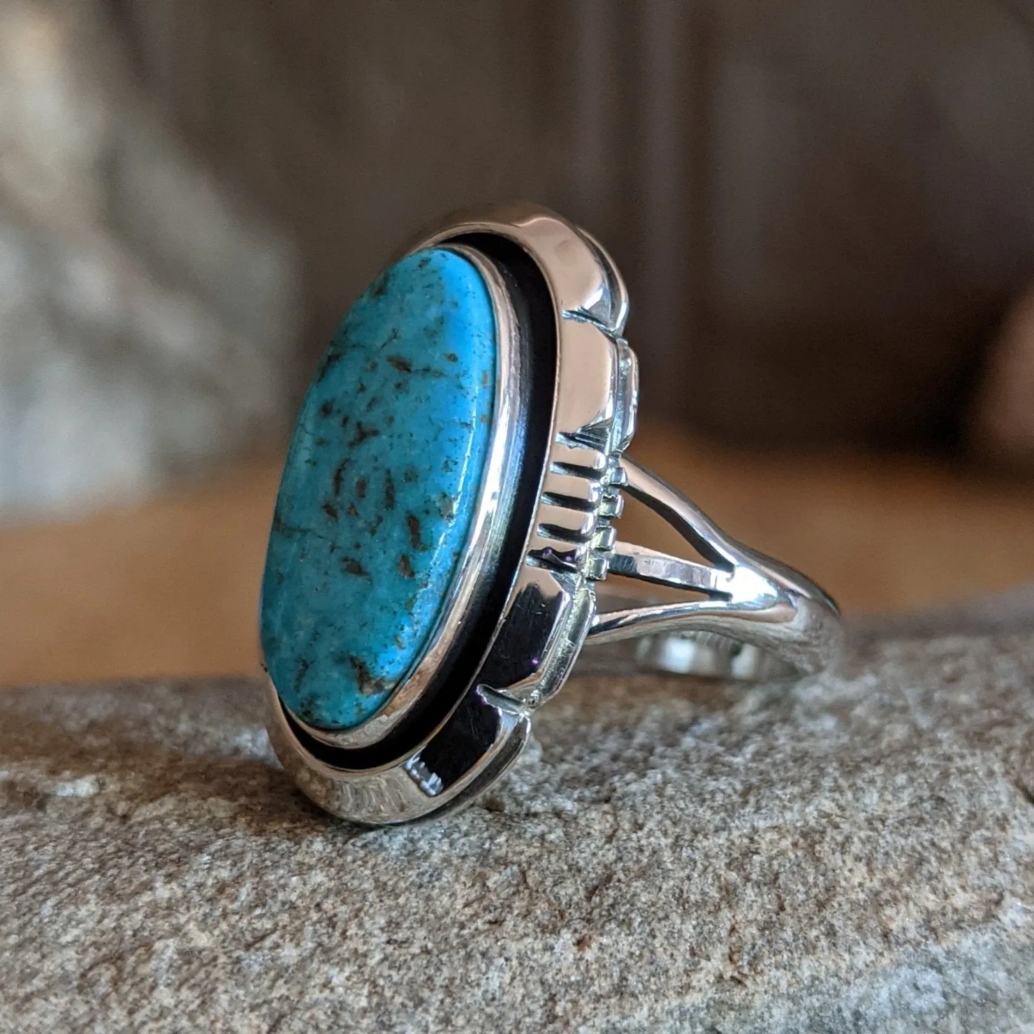 Navajo Made Oval Turquoise Ring SWSG-RNG-0012