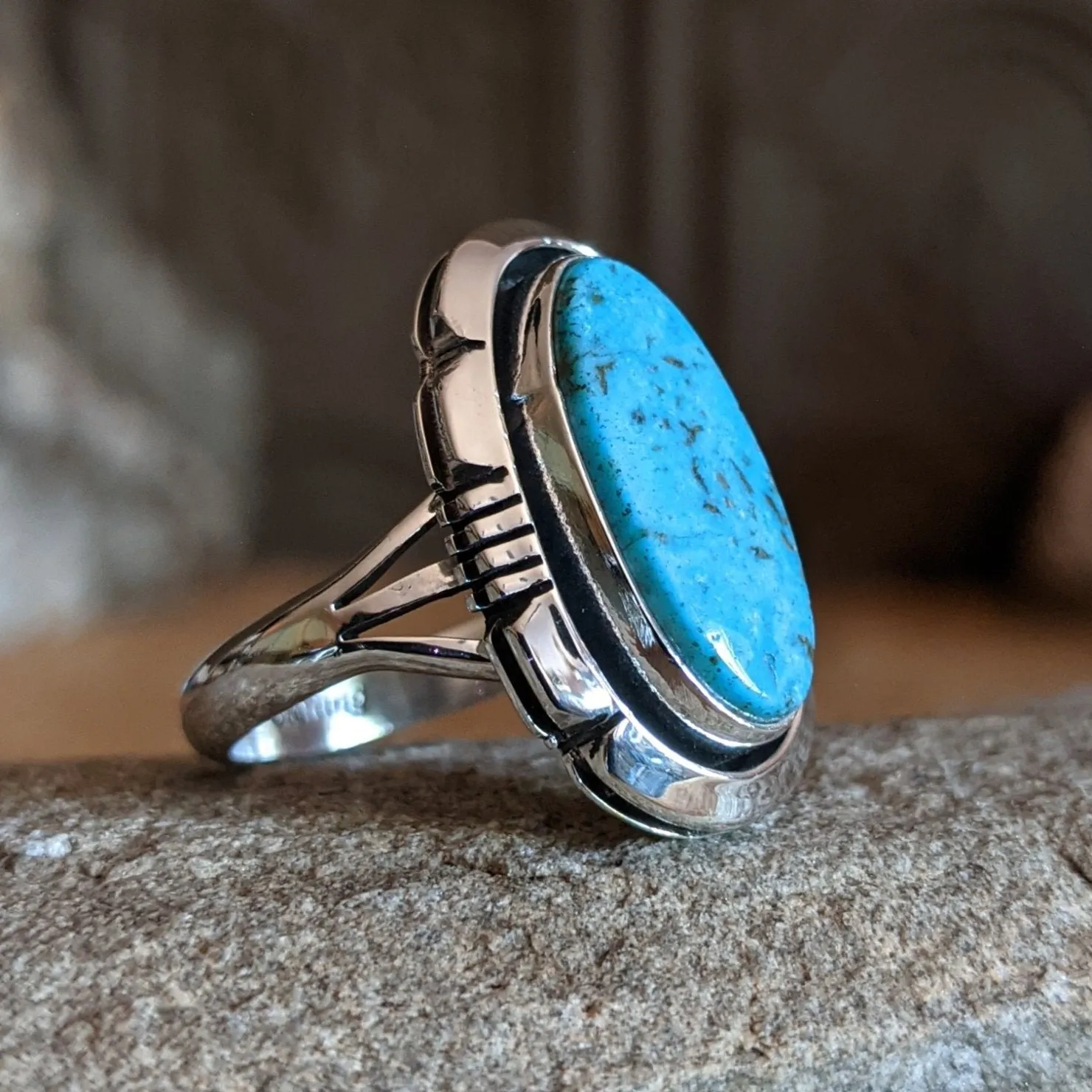 Navajo Made Oval Turquoise Ring SWSG-RNG-0012