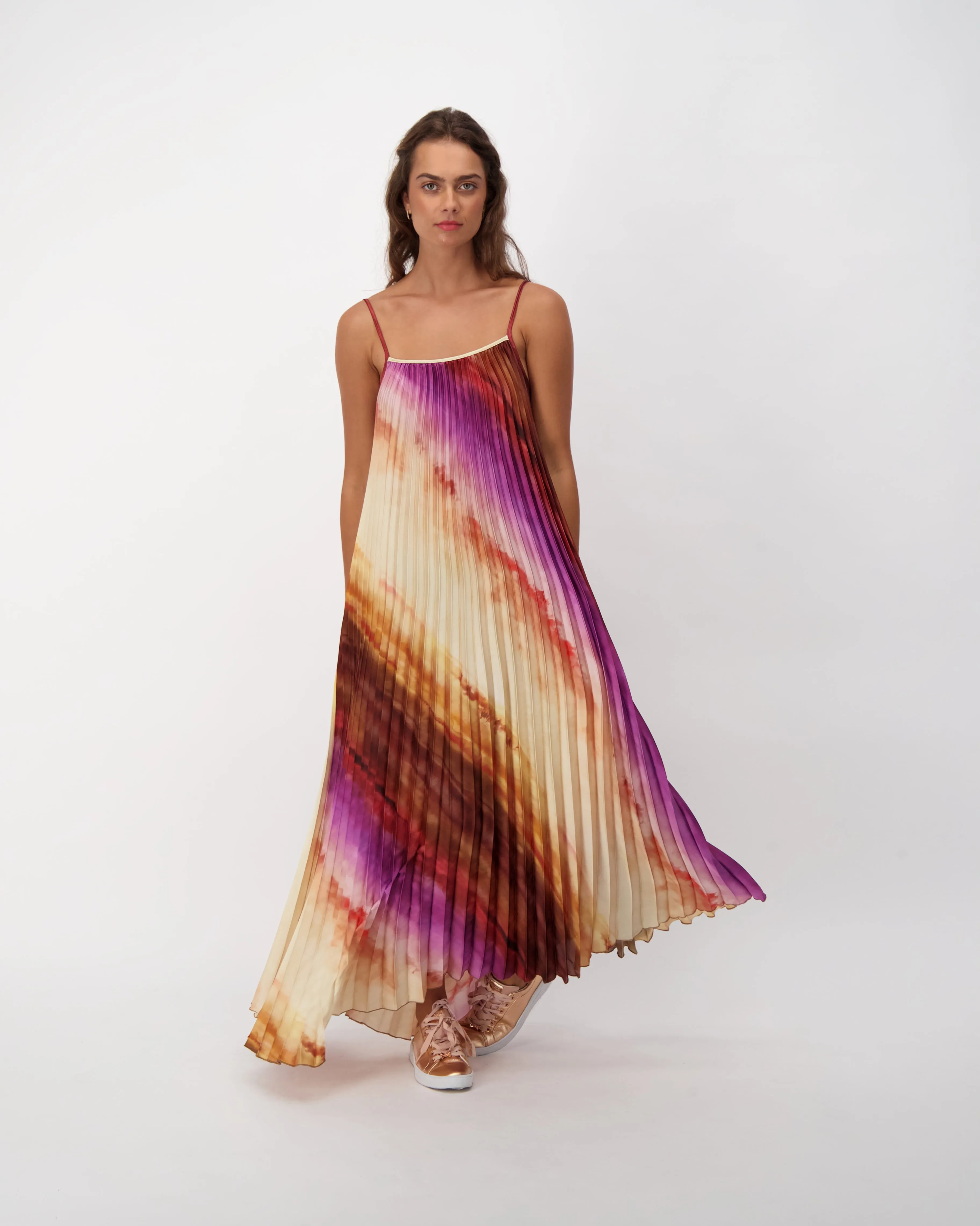 Plisse Pleated Purple Rush Maxi Dress