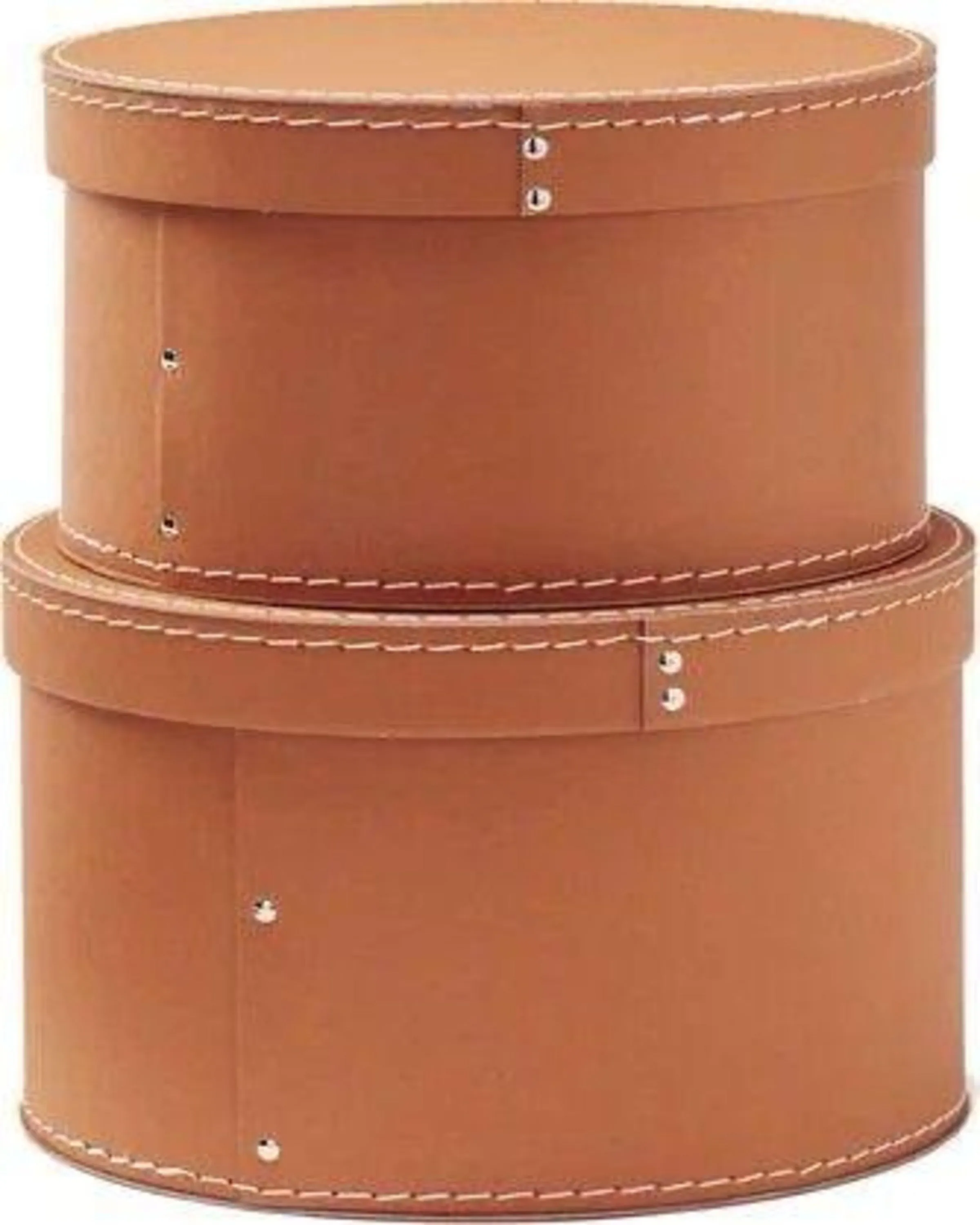 Sleek Brown Leather Office Round Box