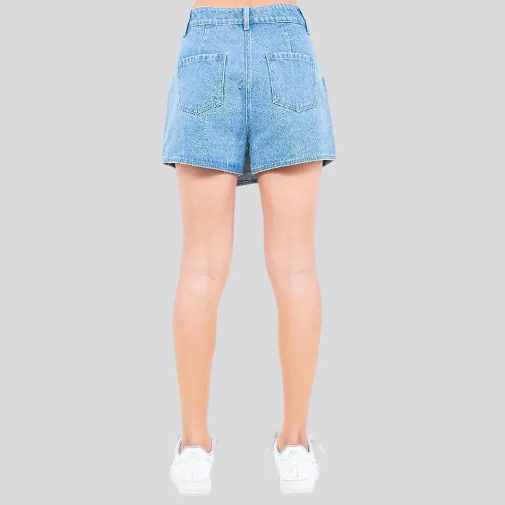 Trendy mid rise denim jeans skort