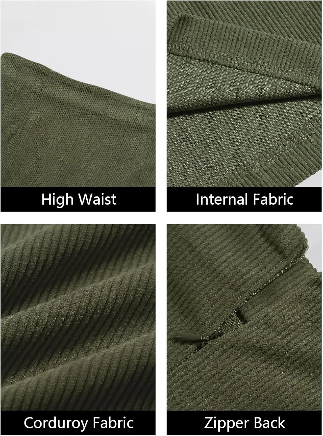 Wenrine Womens Mini Skirt High Waisted Basic Casual A-line Short Pencil Corduroy Skirts