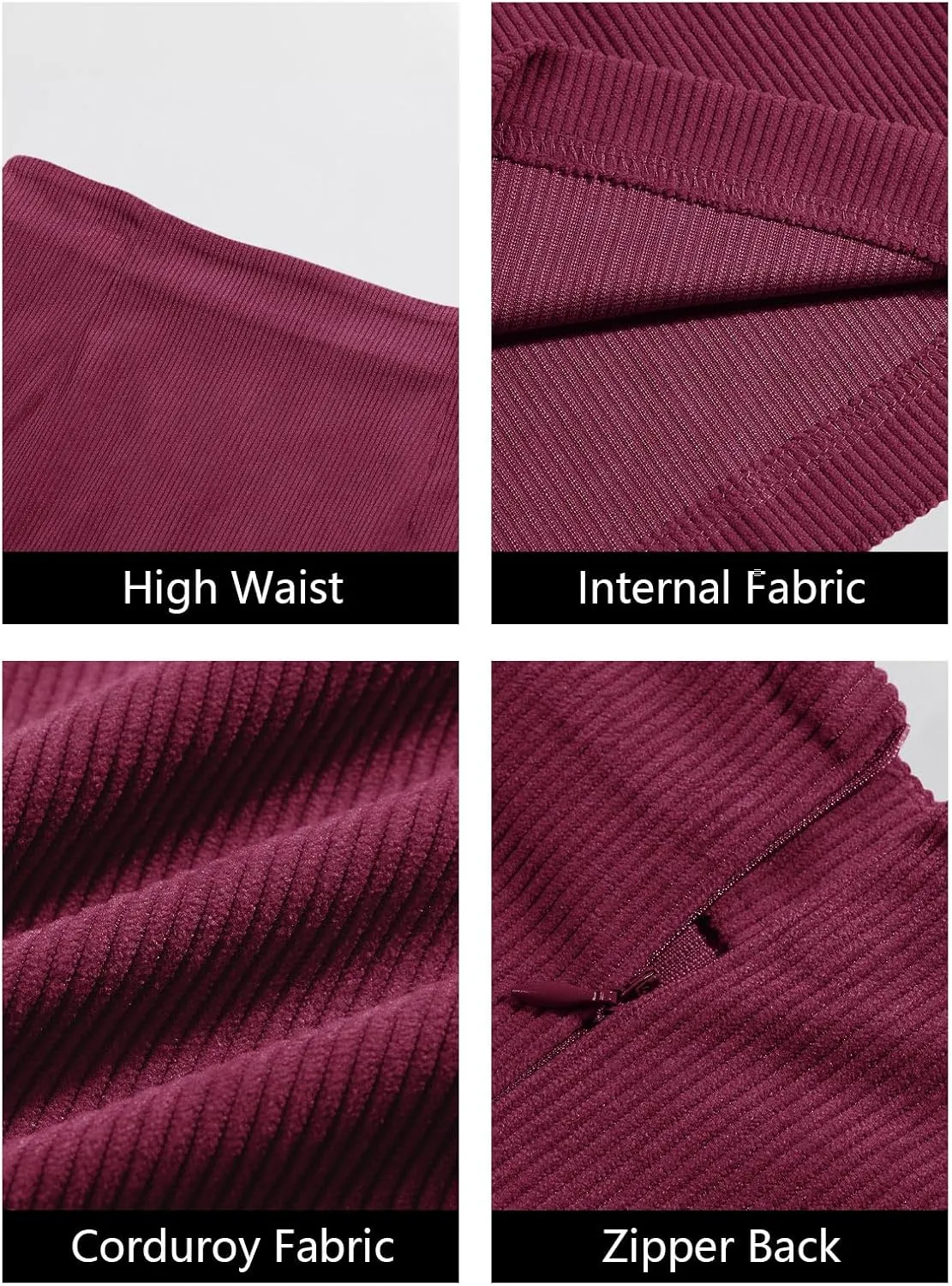 Wenrine Womens Mini Skirt High Waisted Basic Casual A-line Short Pencil Corduroy Skirts